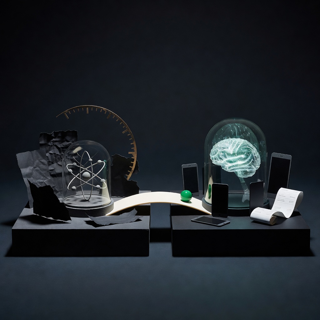 The atom age and the AI age as museum dioramas. Same dread, different receipt.
